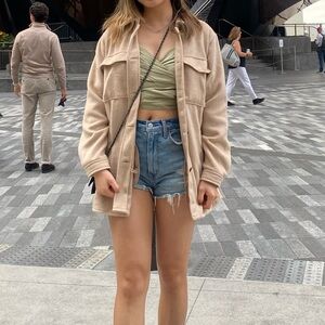 Stylish Tan Button-Up Jacket